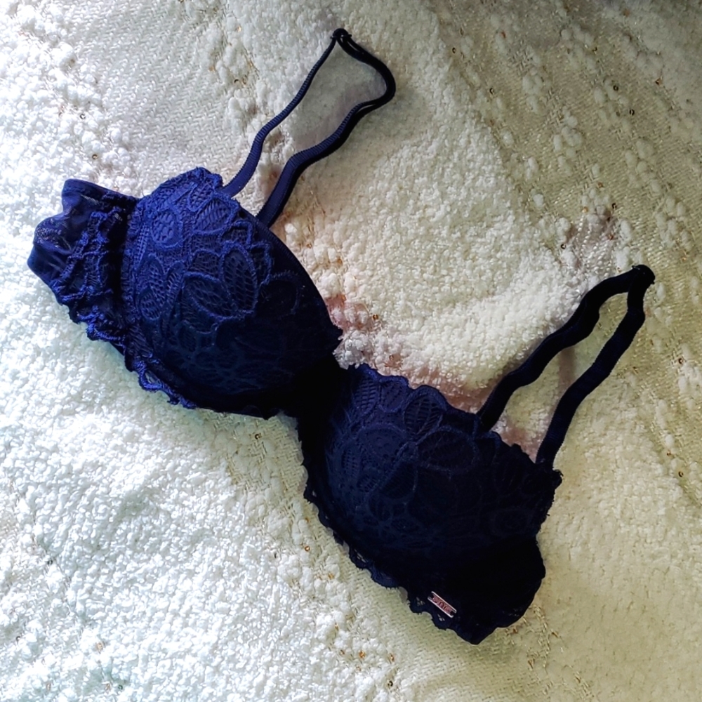 Victoria Secret/Pink Push-up Bra 34A Navy (Lace)